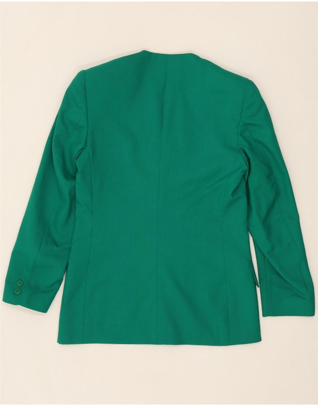 VINTAGE Womens 3 Button Blazer Jacket IT 42 Medium Green Wool Vintage Vintage and Second-Hand Vintage from Messina Hembry 
