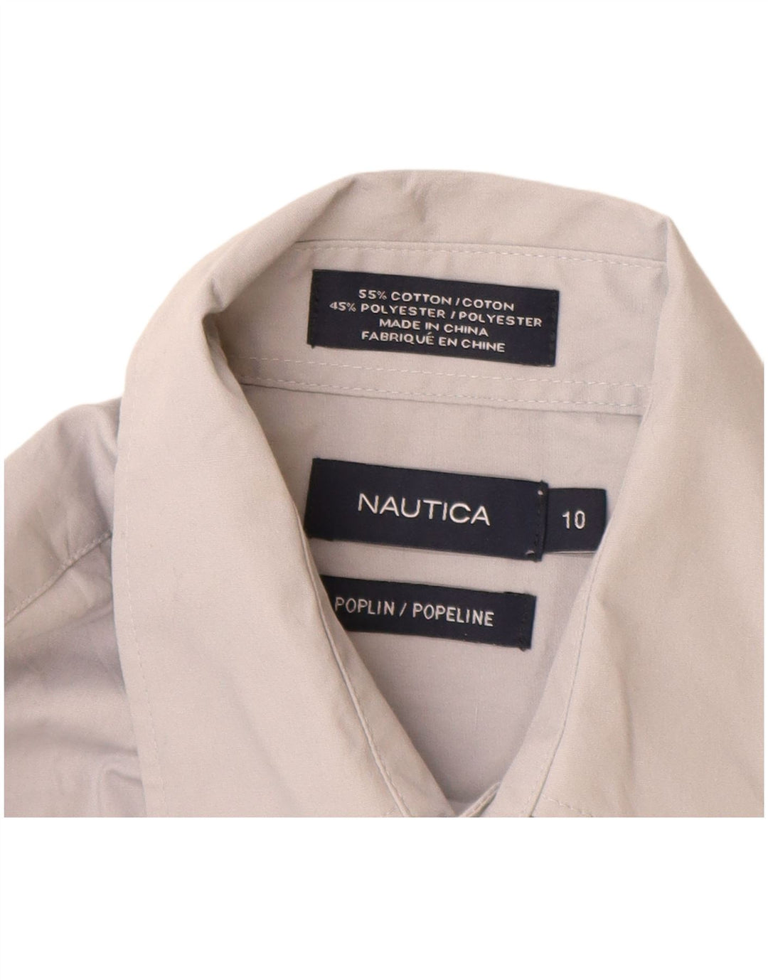 Рубашка Nautica из поплина для мальчиков 9-10 лет, серый хлопок