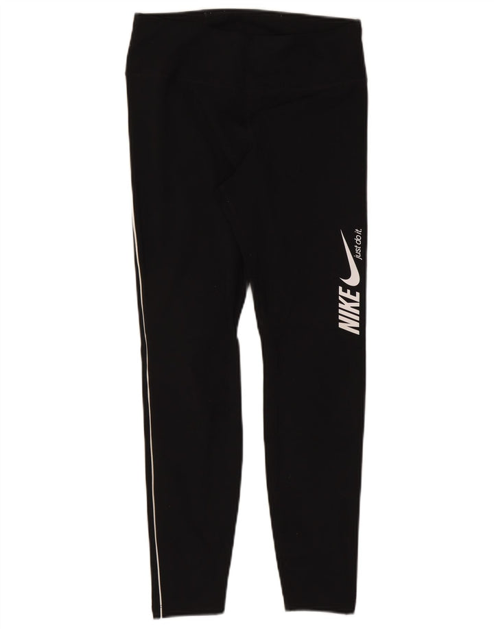 Женские укороченные леггинсы с рисунком Nike Dri Fit UK 12, средний черный полиэстер