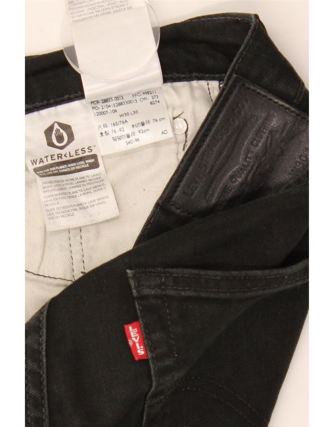 Мужские узкие джинсы Levi's W30 L30, черный хлопок