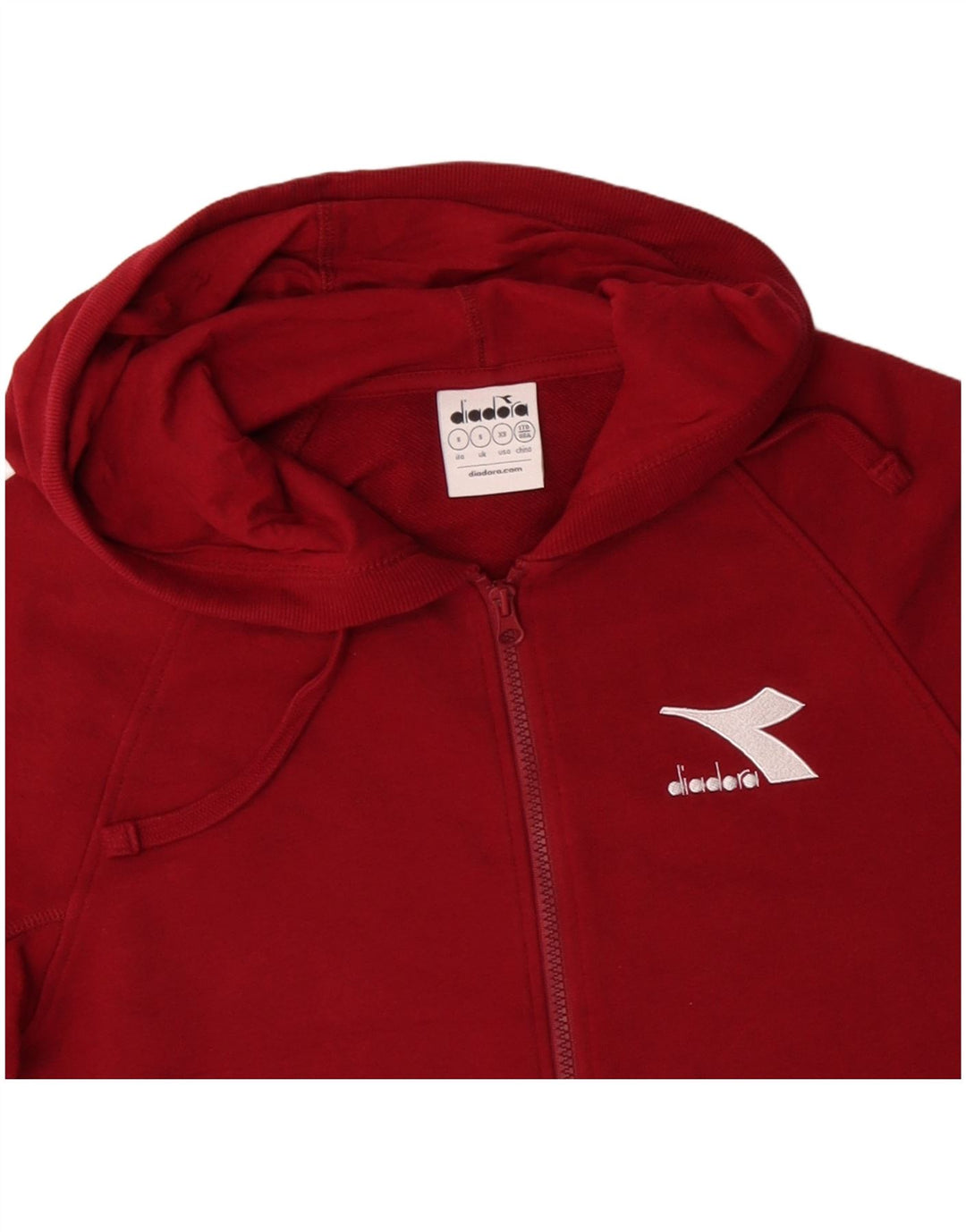 DIADORA Мужской свитер с капюшоном на молнии, маленький красный, хлопковый