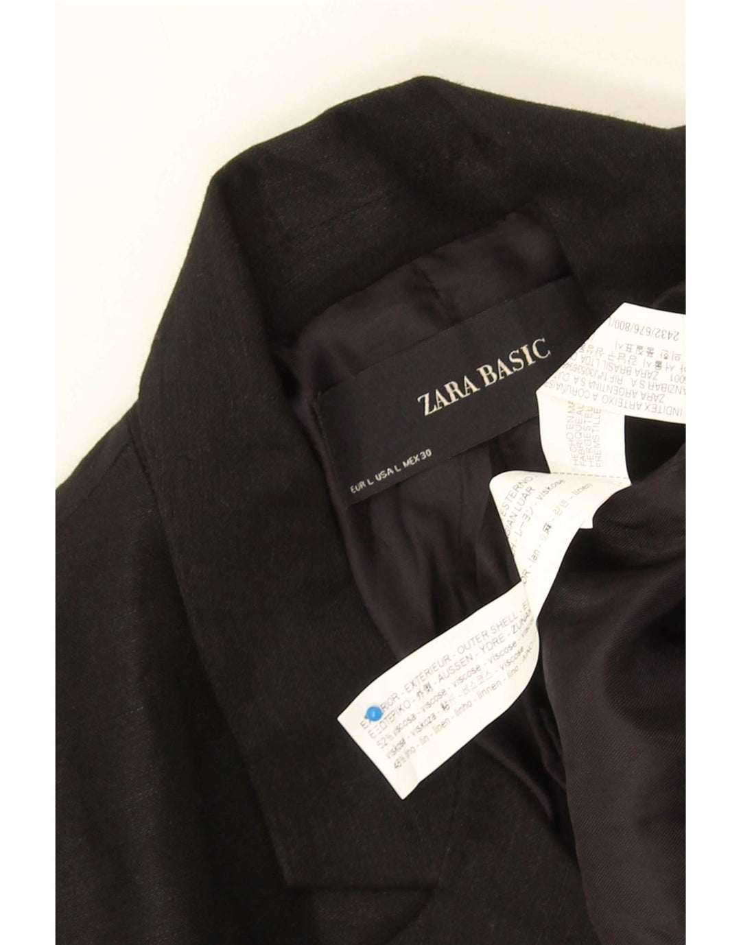 Женский пиджак с запахом Zara UK 16, большой черный вискоза