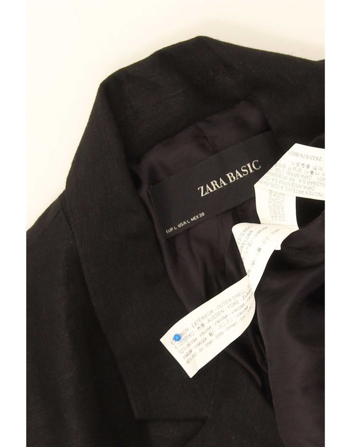 Женский пиджак с запахом Zara UK 16, большой черный вискоза