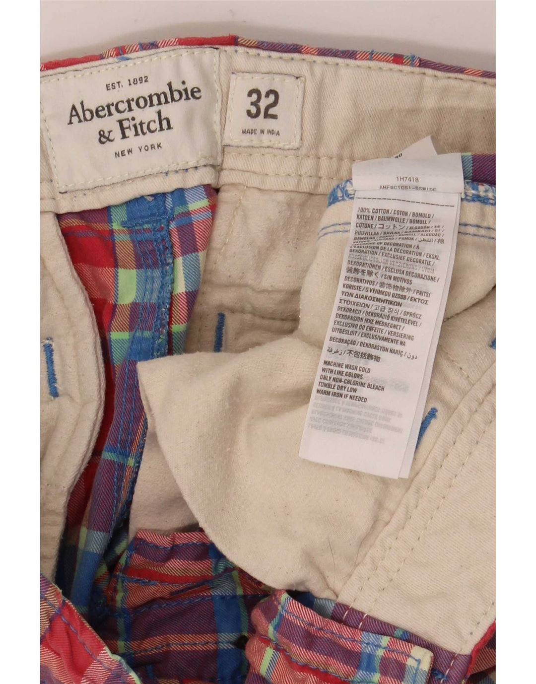 Мужские шорты чинос Abercrombie & Fitch W32, средний размер, разноцветная клетка, хлопок
