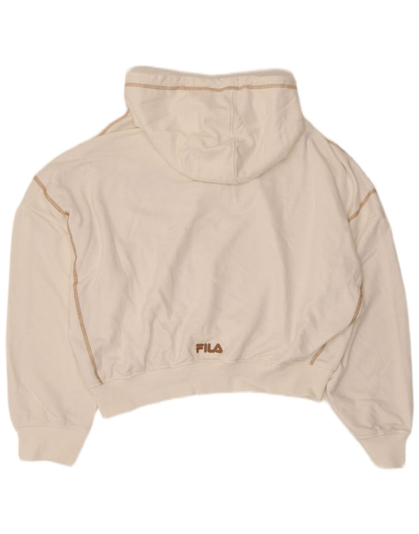 Fila Женский укороченный джемпер с капюшоном оверсайз UK 16, большой белый хлопок