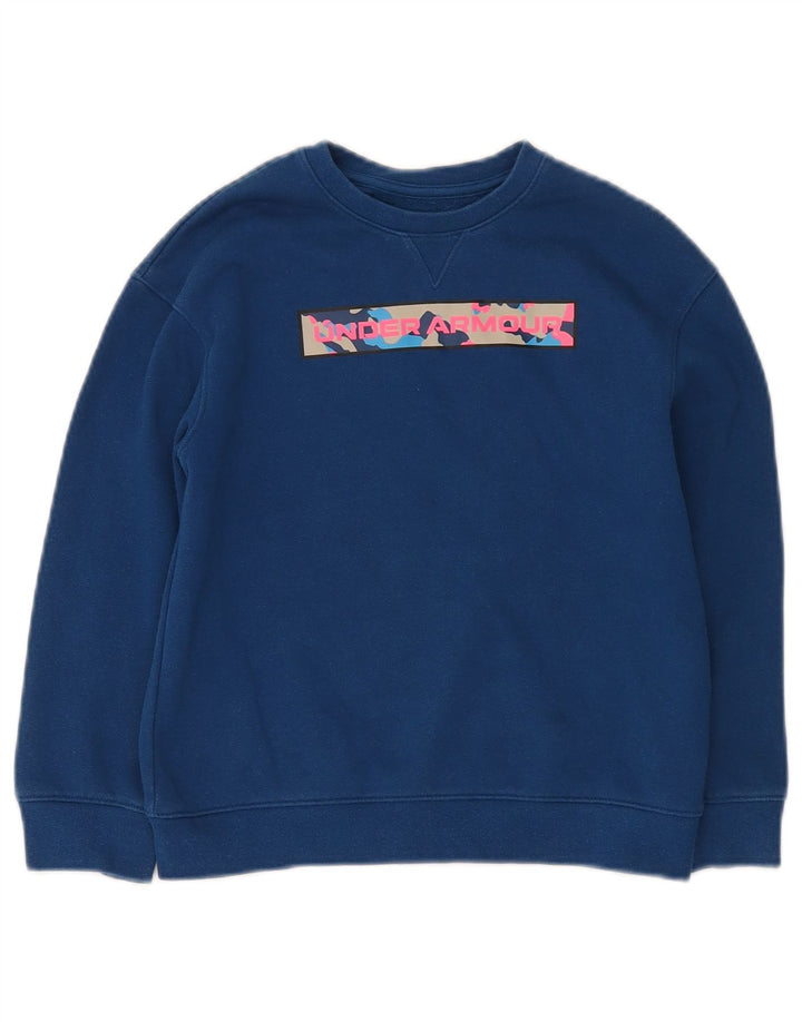 Толстовка с рисунком Cold Gear для мальчиков Under Armour, джемпер, маленький синий цвет, 7–8 лет