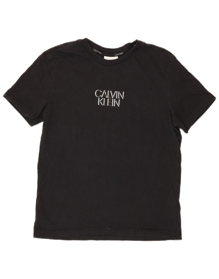 Мужская футболка с рисунком Calvin Klein, средний черный хлопковый топ