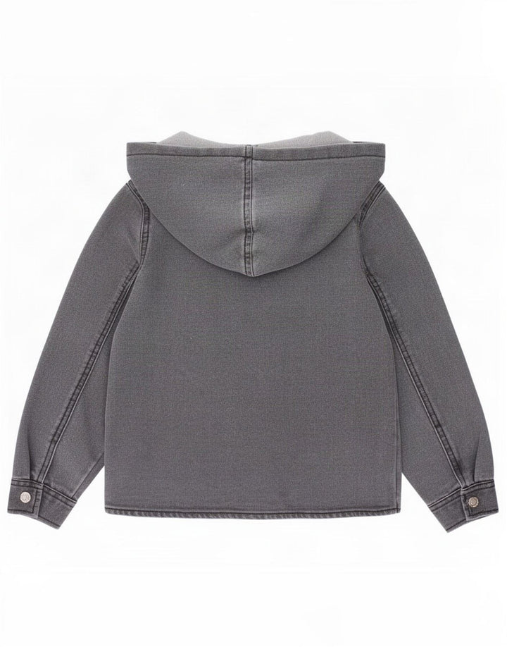 Джинсовая куртка Dkny с капюшоном для мальчиков 5-6 лет, серая, хлопковая