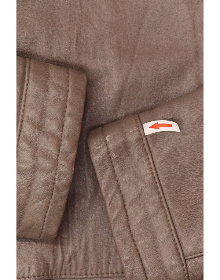 Винтажная мужская кожаная куртка UK 40, большая коричневая