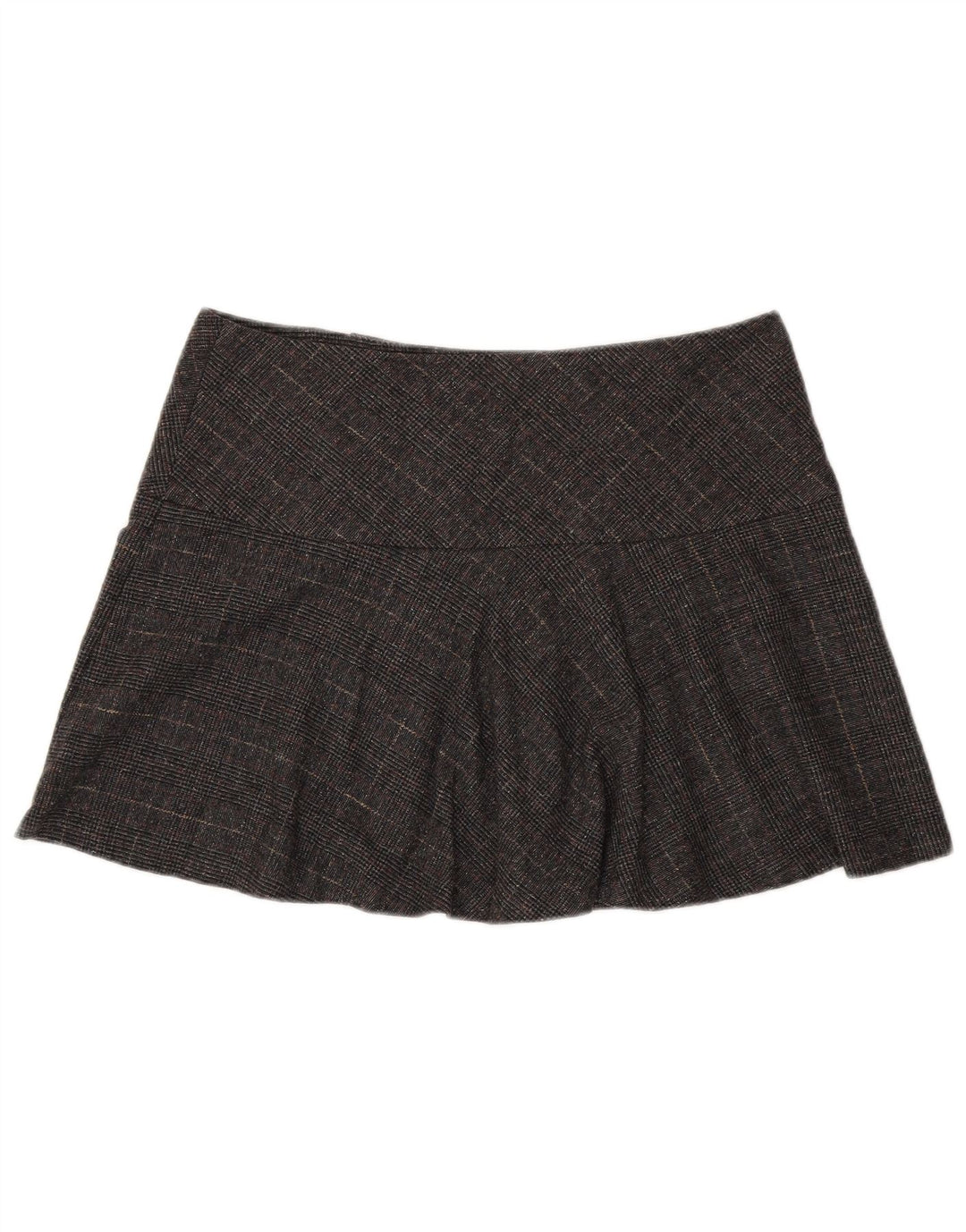 Женская мини-юбка Benetton IT 44 Medium W34 Серая с узором «гусиные лапки» из натуральной шерсти