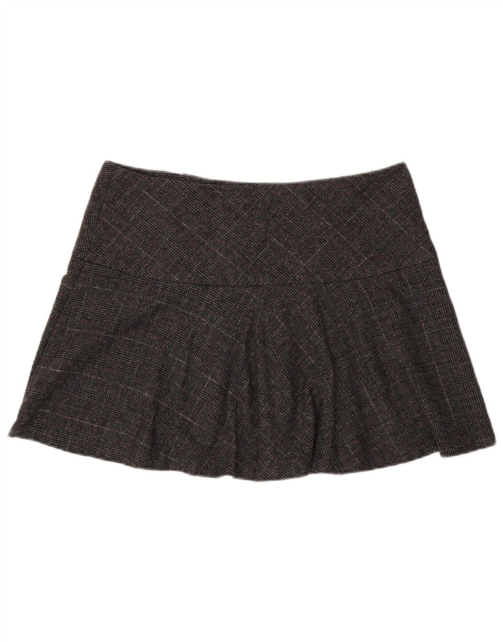 Женская мини-юбка Benetton IT 44 Medium W34 Серая с узором «гусиные лапки» из натуральной шерсти