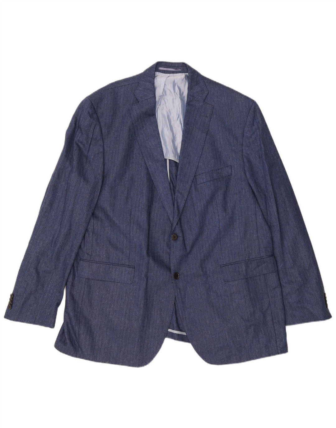 Мужской пиджак Guy Laroche на 2 пуговицах, Великобритания 42 XL, темно-синий, шелковый с узором «в елочку»