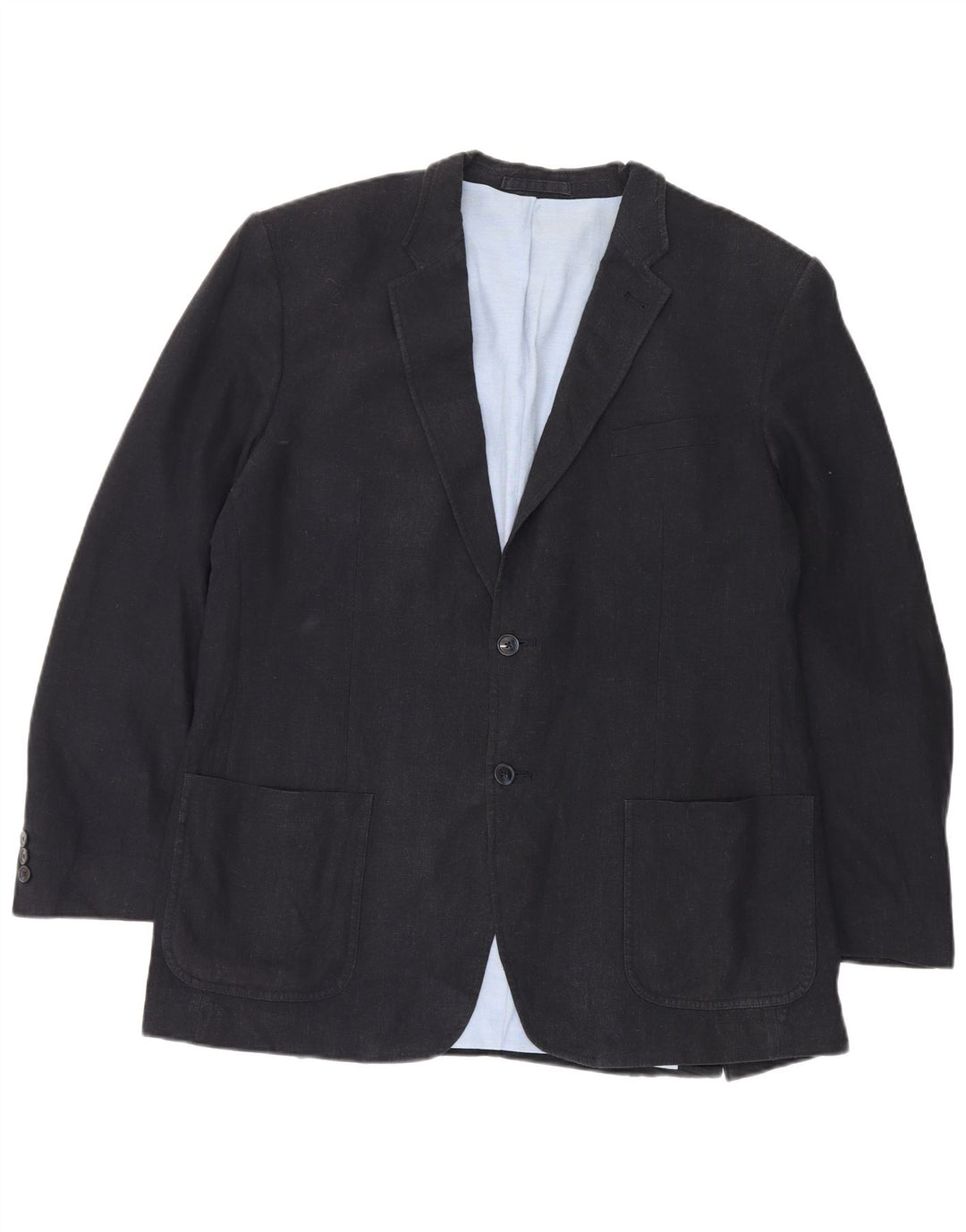 Мужской пиджак на двух пуговицах Marks & Spencer UK 44 XL темно-синий льняной