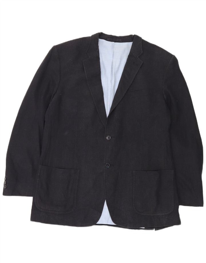 Мужской пиджак на двух пуговицах Marks & Spencer UK 44 XL темно-синий льняной