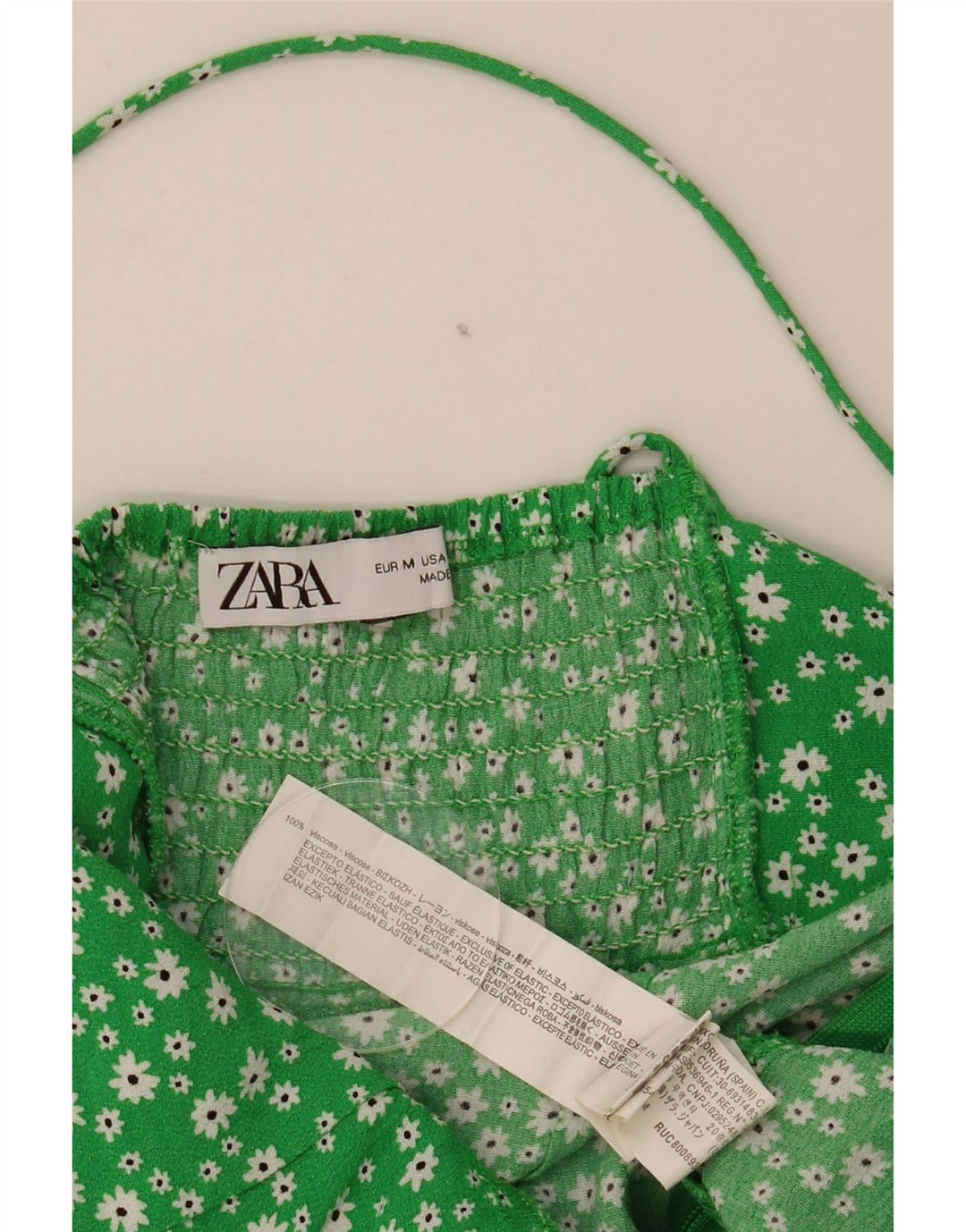 Женский сарафан Zara UK 12, вискоза среднего зеленого цвета с цветочным принтом