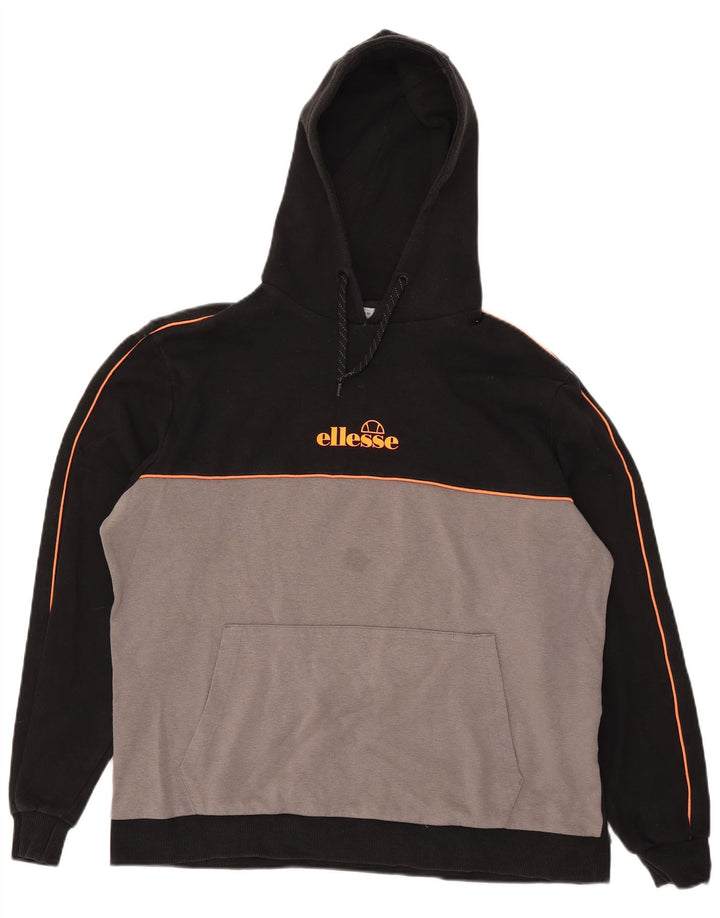 Мужской джемпер с капюшоном Ellesse, средний черный, хлопок с цветными блоками