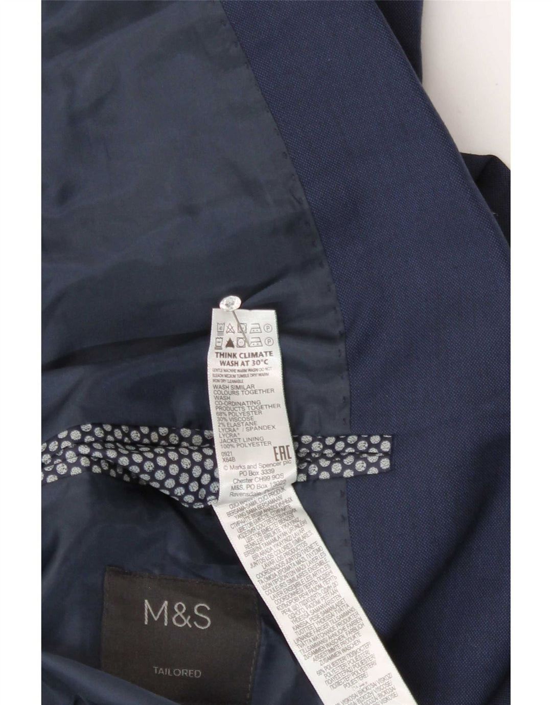Мужской пиджак на двух пуговицах Marks & Spencer UK 42, большой темно-синий