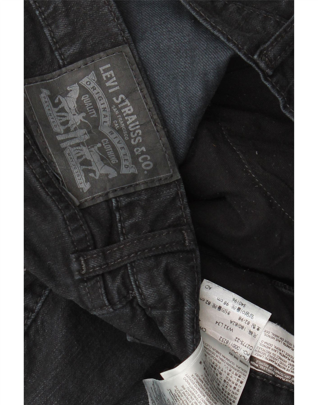Мужские узкие джинсы Levi's W32 L34, черный хлопок