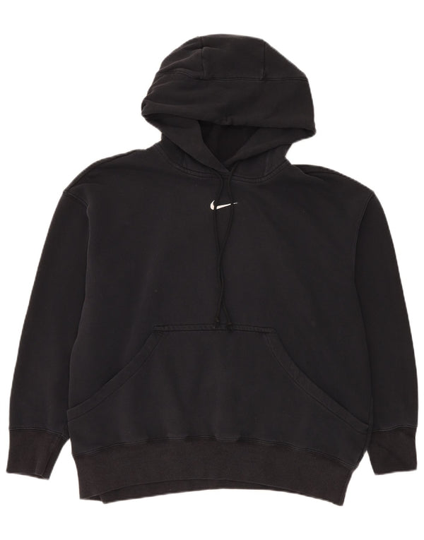 Nike Womens Oversized Hoodie Jumper UK 14 Medium Black Cotton
