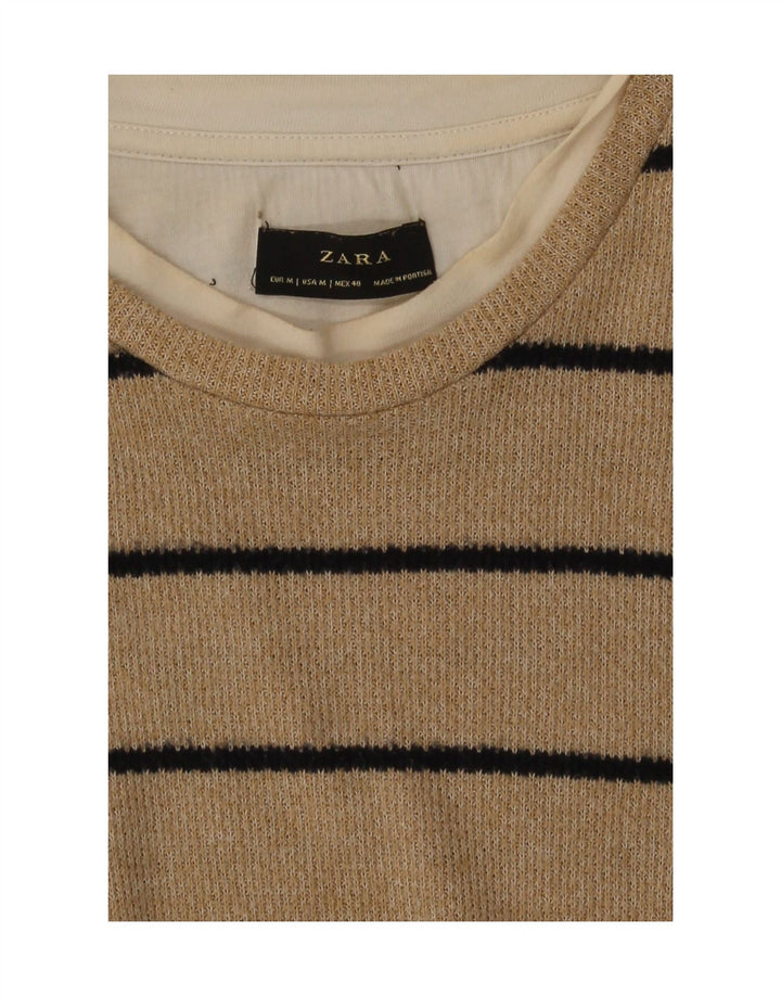Мужской топ Zara с длинным рукавом, средний, бежевый в полоску
