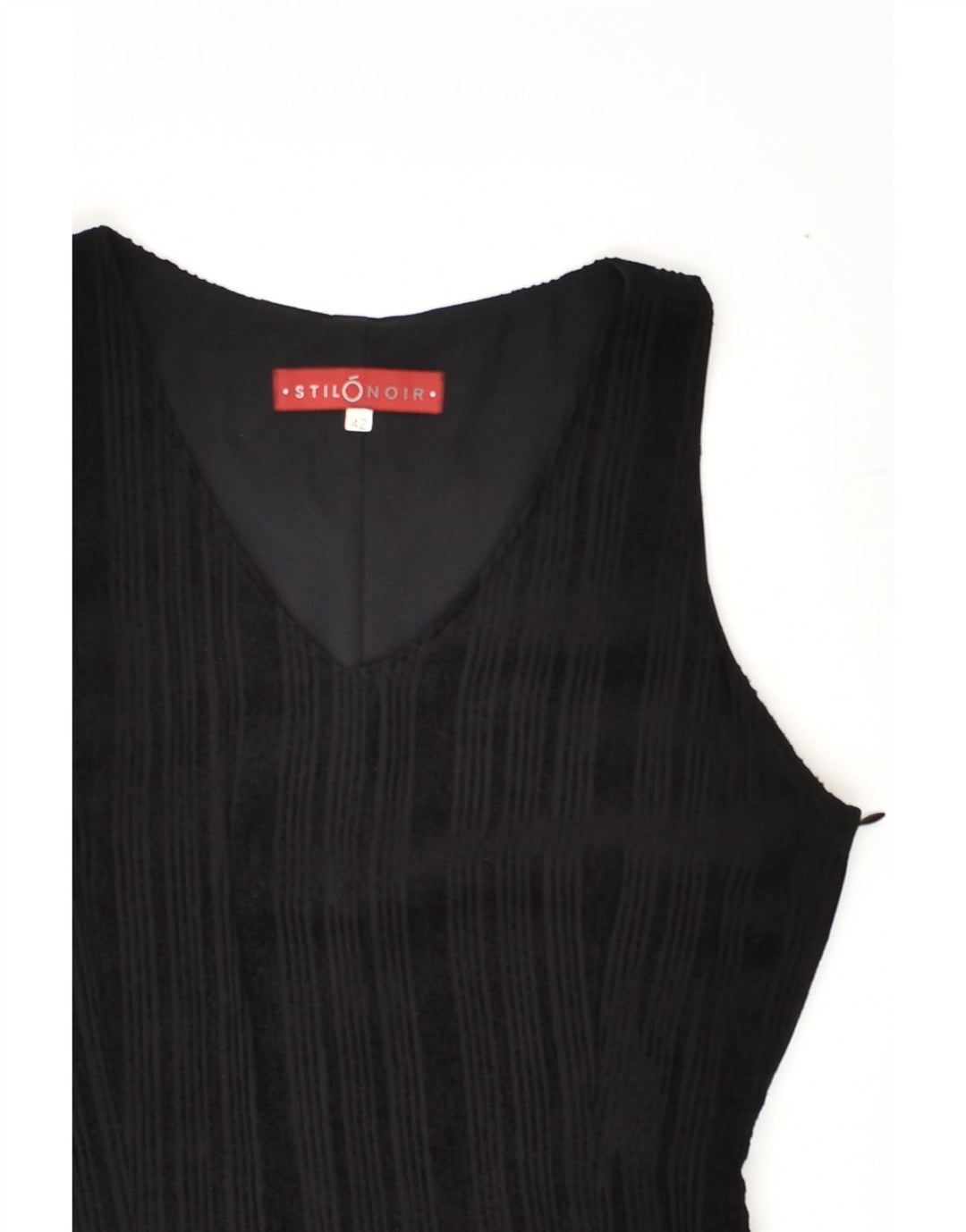 VINTAGE Womens Sleeveless Sheath Dress IT 42 Medium Black Pinstripe | Vintage Vintage | Thrift | Second-Hand Vintage | Used Clothing | Messina Hembry 