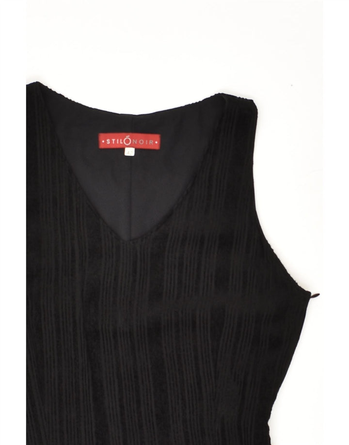 VINTAGE Womens Sleeveless Sheath Dress IT 42 Medium Black Pinstripe | Vintage Vintage | Thrift | Second-Hand Vintage | Used Clothing | Messina Hembry 