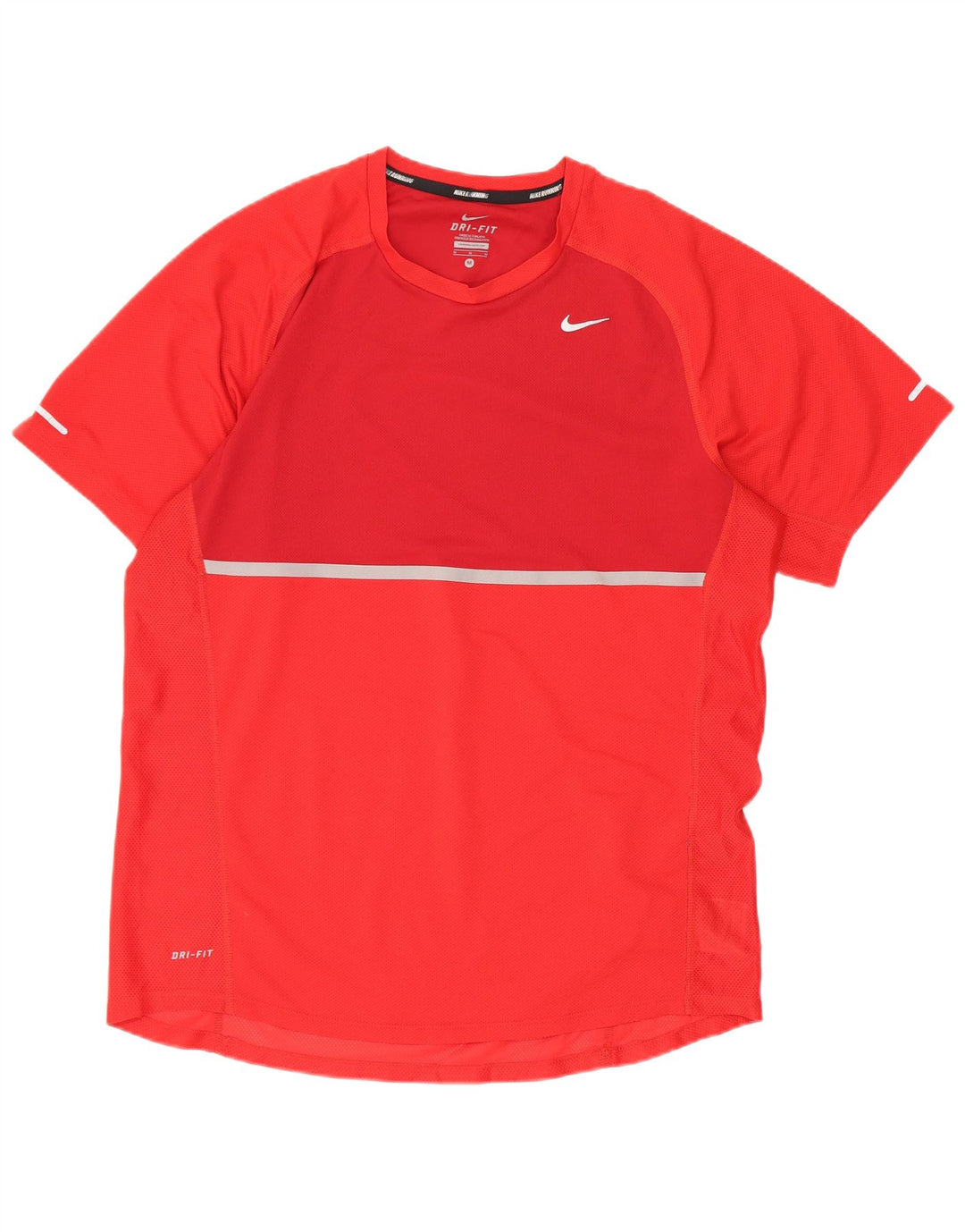 Мужская футболка Nike Dri Fit Верх среднего красного цвета из полиэстера с цветными блоками