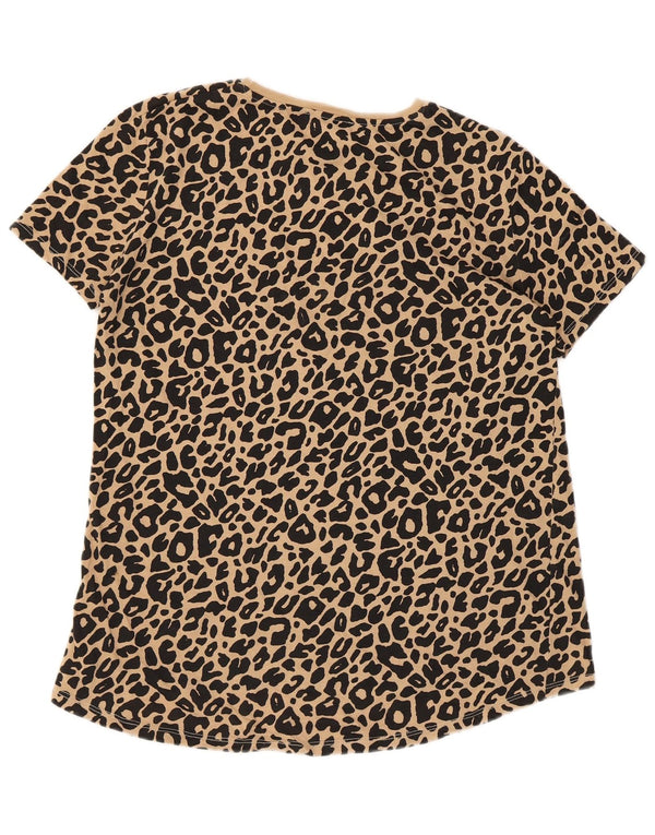 Женская футболка Zara Top UK 10, маленькая, бежевая с животным принтом