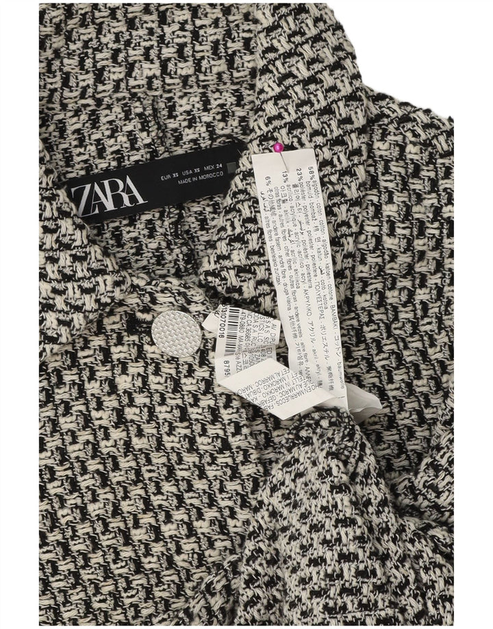 Женский пиджак Zara на 4 пуговицах UK 6 XS, хлопок в черную клетку