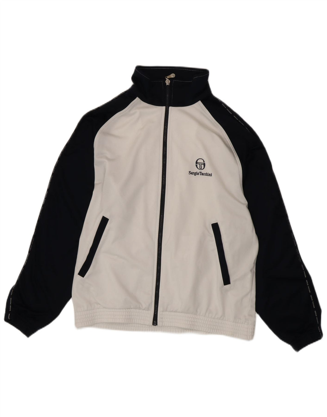 SERGIO TACCHINI Мужская спортивная куртка среднего размера с цветными блоками белого цвета