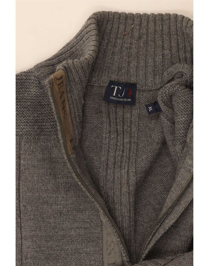 Trussardi Jeans Мужской свитер с воротником на молнии XL Серый