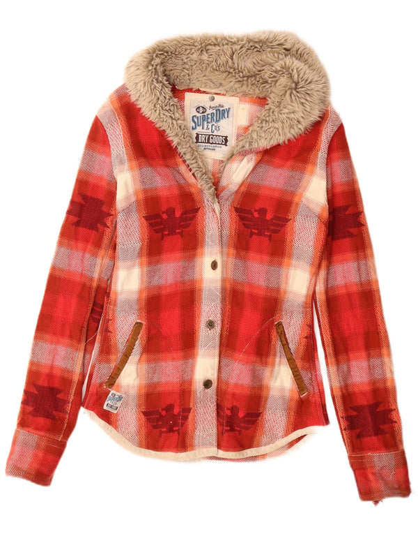 Superdry Womens Graphic Lumberjack  Flannel Shirt UK 10 Small Red Plaid