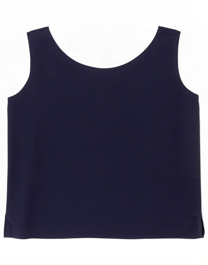 Vintage Womens Vest Top UK 12 Medium Navy Blue Silk