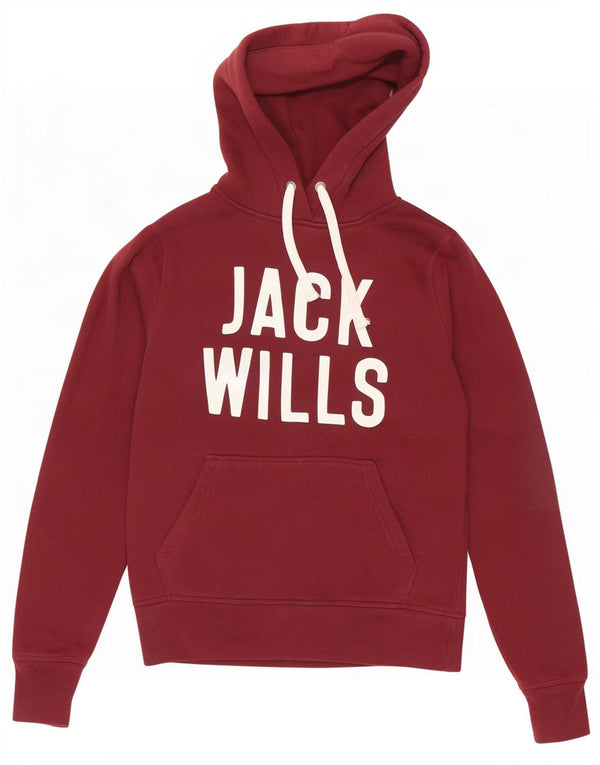Женский джемпер с капюшоном Jack Wills с рисунком UK 8, маленький бордовый хлопок