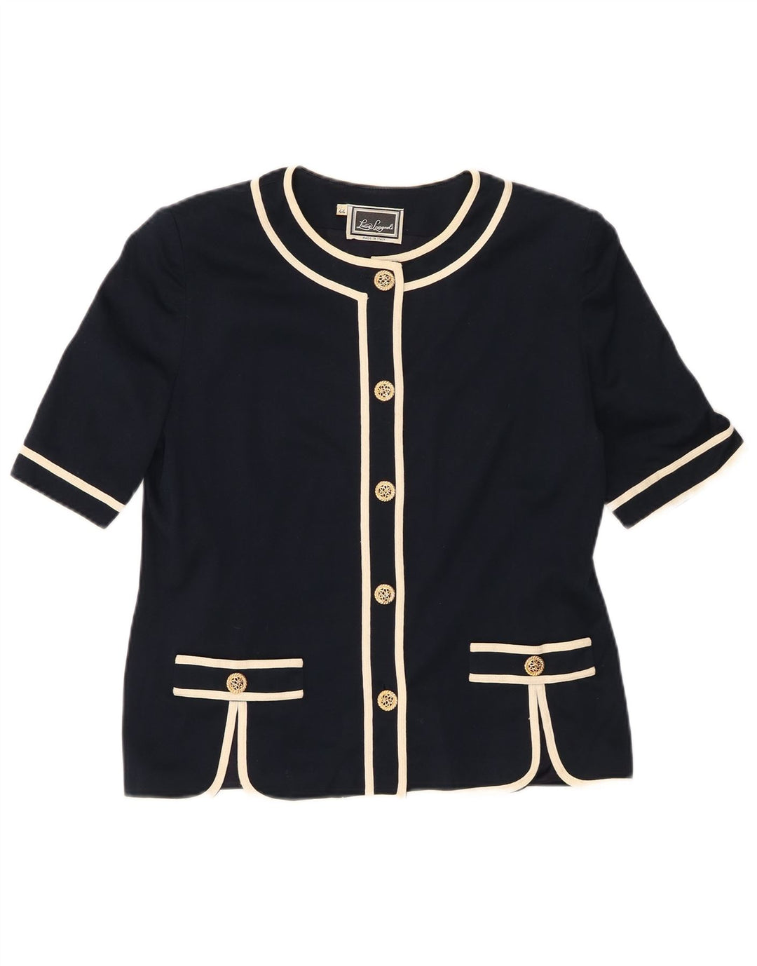 LUISA SPAGNOLI Женский пиджак с коротким рукавом IT 44 Средний Темно-Синий