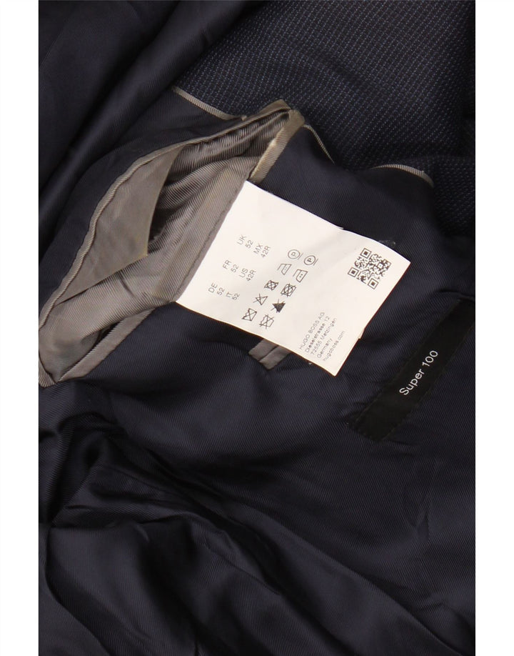 Мужской пиджак с 2 пуговицами HUGO BOSS EU 52 XL, темно-синий в клетку, шерстяной