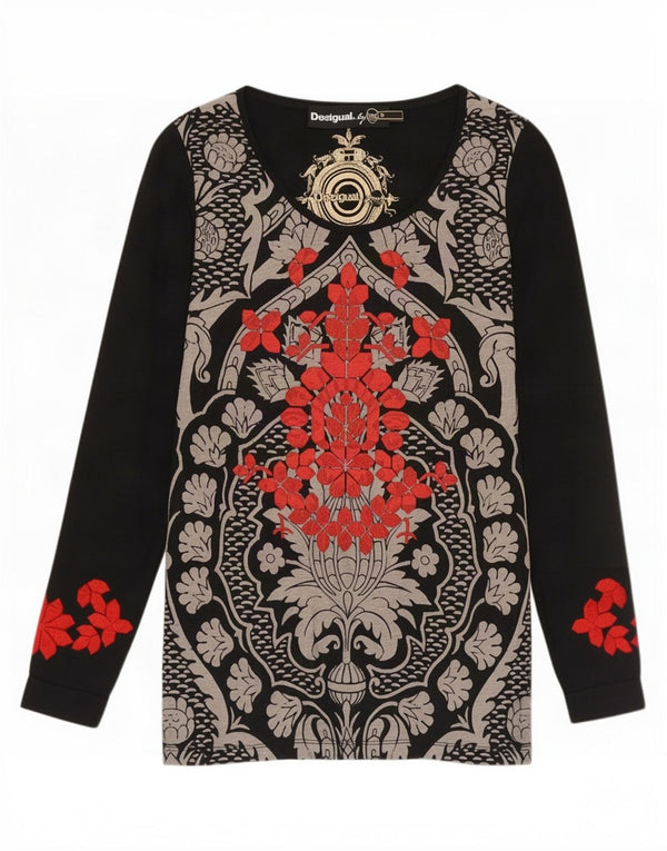 Женская блузка Desigual Top UK 12, средний черный цветочный хлопок