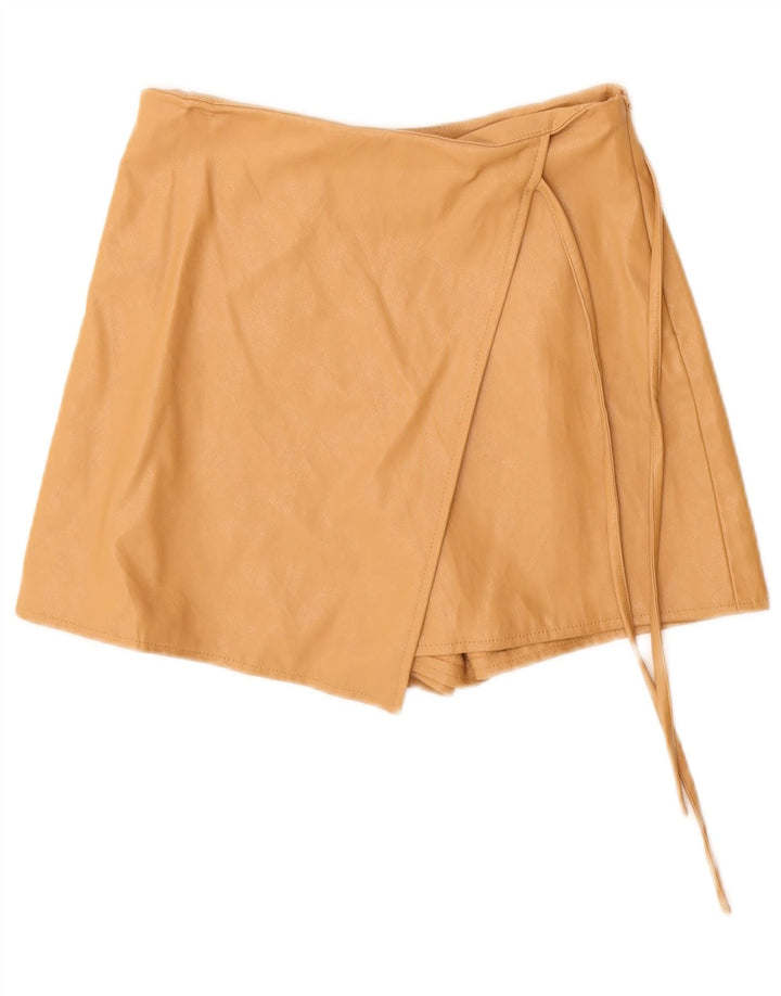 Женские кожаные шорты Zara, маленькие W26, бежевые из полиуретана