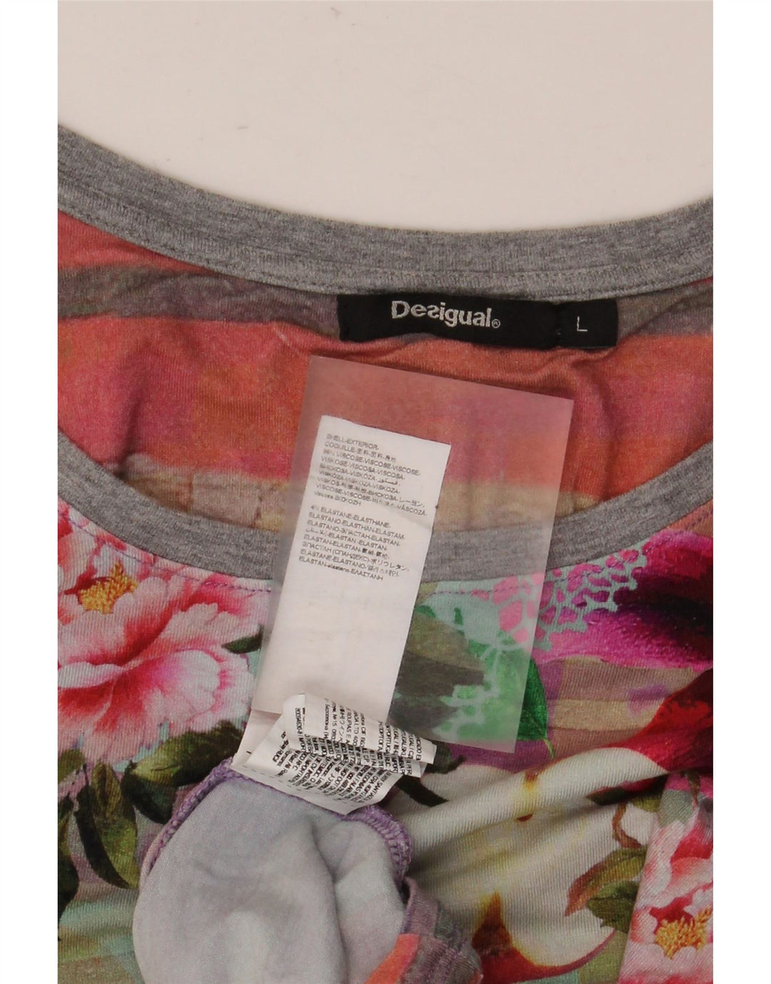 Женская блузка стандартного размера Desigual UK 16, большая разноцветная вискоза с цветочным принтом
