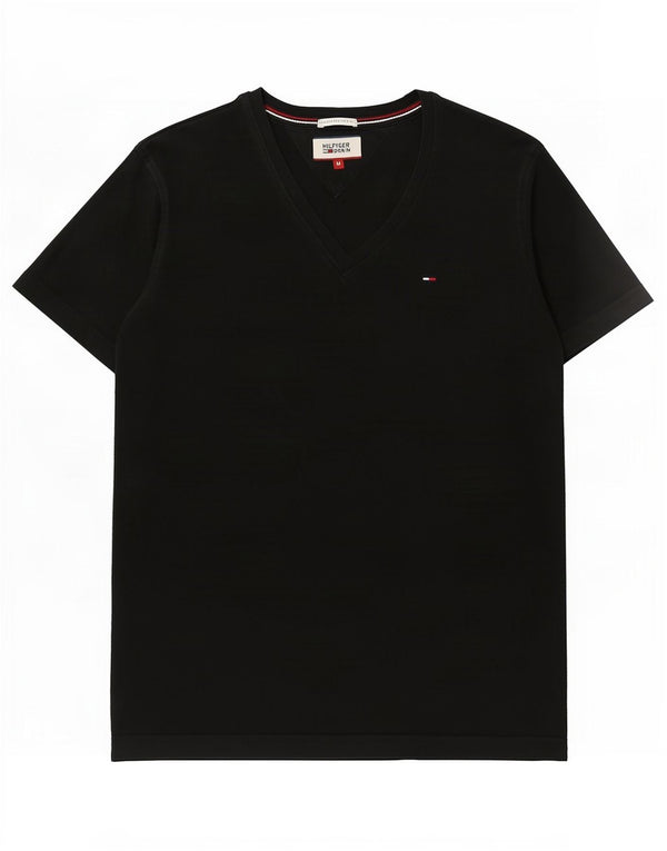 Женская футболка Tommy Hilfiger Top UK 12, средний черный хлопок