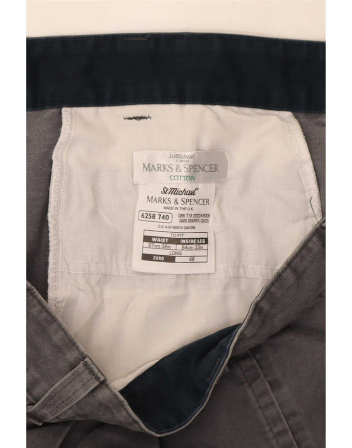 Мужские брюки-чиносы Marks & Spencer W38 L33 серые, хлопковые