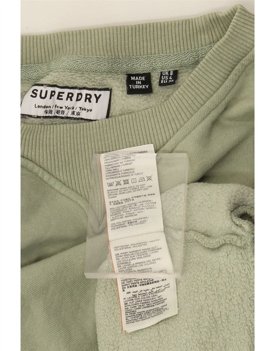 Женский свободный свитшот Superdry с рисунком, Великобритания, 8, маленький, зеленый, хлопок