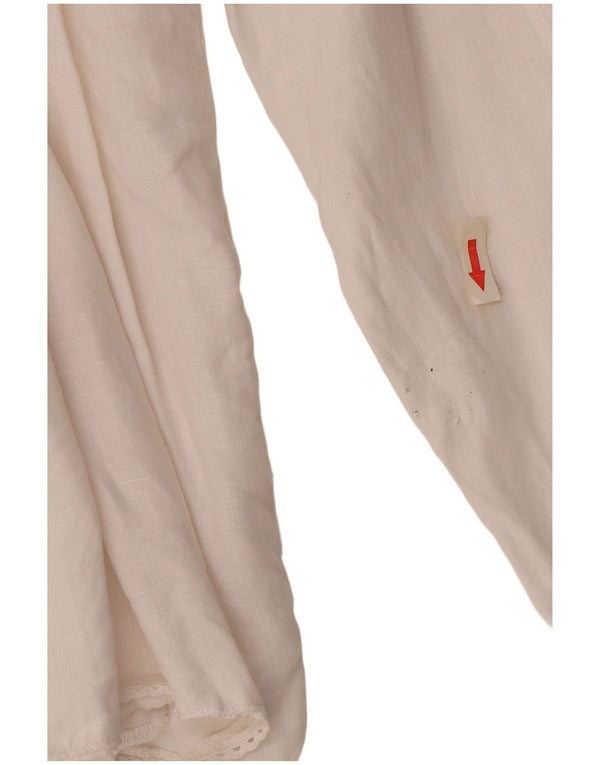 Винтажная женская блузка-рубашка UK 18 XL, белая льняная