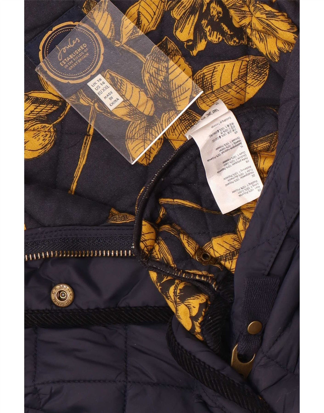 Женская стеганая куртка Joules UK 18 XL Темно-синяя из полиамида
