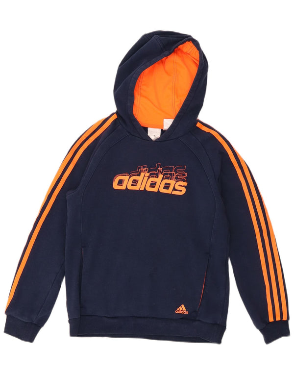 Джемпер с капюшоном Adidas для мальчиков 11–12 лет, большой темно-синий в полоску