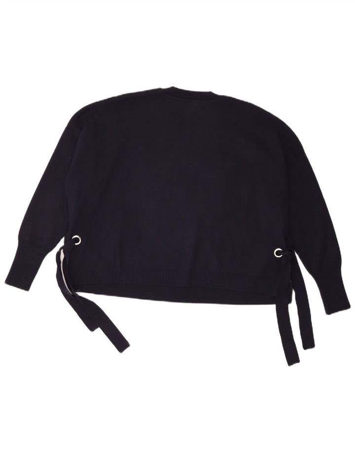 Женский укороченный джемпер с круглым вырезом Whistles UK 10, маленький темно-синий