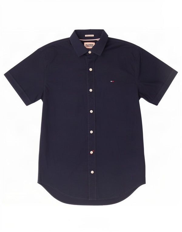 Мужская рубашка с коротким рукавом Tommy Hilfiger, маленькая, темно-синяя, хлопок