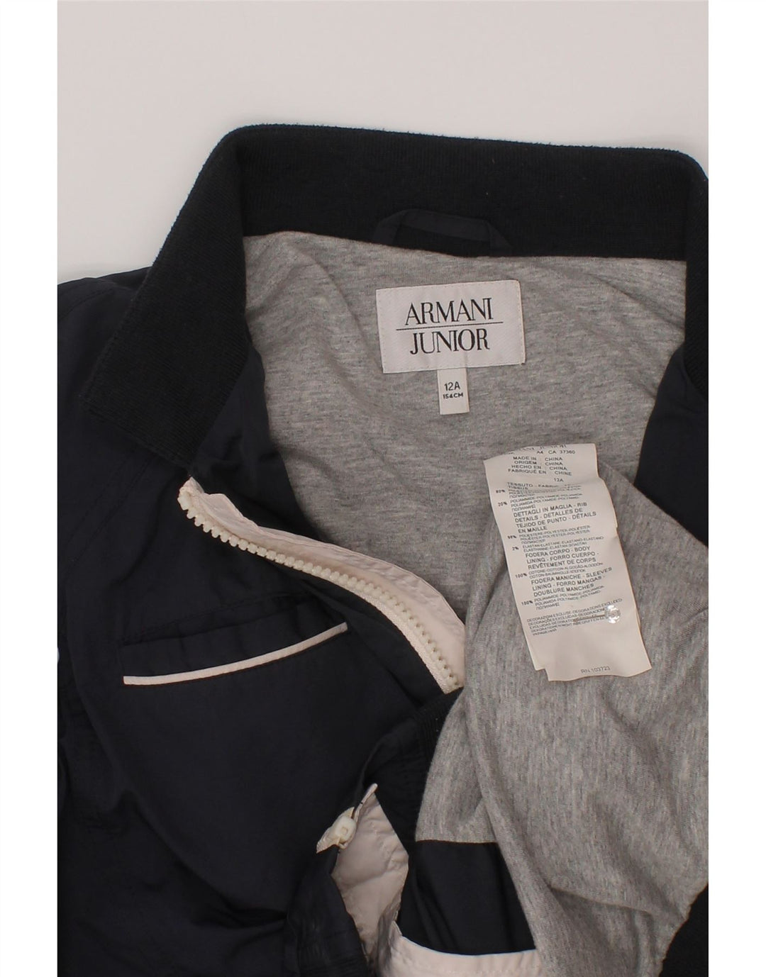 Куртка-бомбер Armani Jeans для мальчиков 11-12 лет Темно-синяя из полиэстера