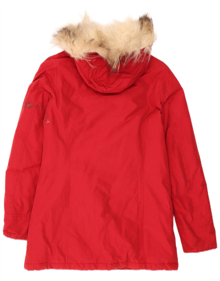 Женское длинное стеганое пальто с капюшоном Woolrich UK 10, маленькое бордовое