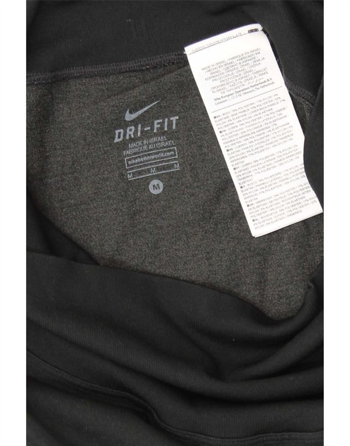 Женские леггинсы Nike Dri Fit UK 12, средний черный, полиэстер с цветными блоками